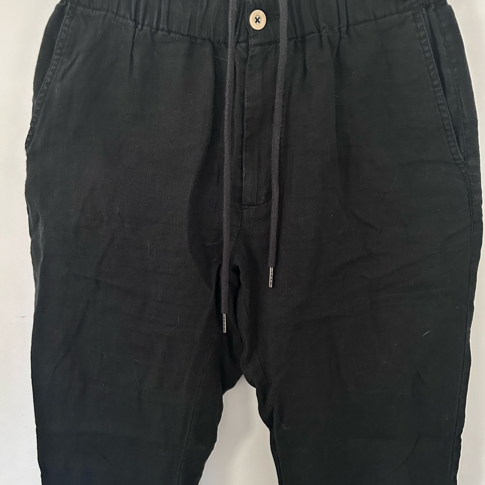 QUINCE BLACK LINEN JOGGERS SIZE SMALL - Picture 3 of 9